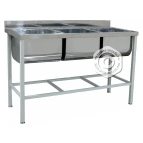 ванна моечная кухонная 3 секционная цельнотянутая нерж., 1700х700х850