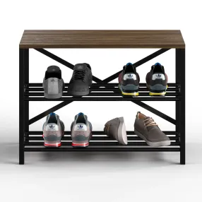 обувница gutta 500х690х290 (3 полки) каркас чёрный, настил коричневый