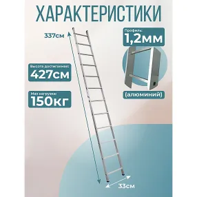лестница односекционная алюминиевая alumet 1х12