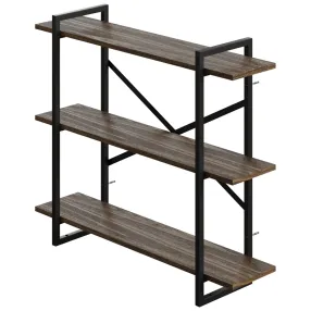 полка навесная gutta 780х920х250 (3 яруса) каркас чёрный, настил коричневый