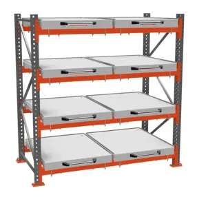 стеллаж с четырьмя выкатными платформами
